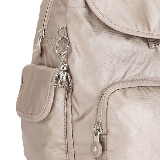 Kipling City Pack Small Metallic Ryggsäck Beige | SE 1700FD